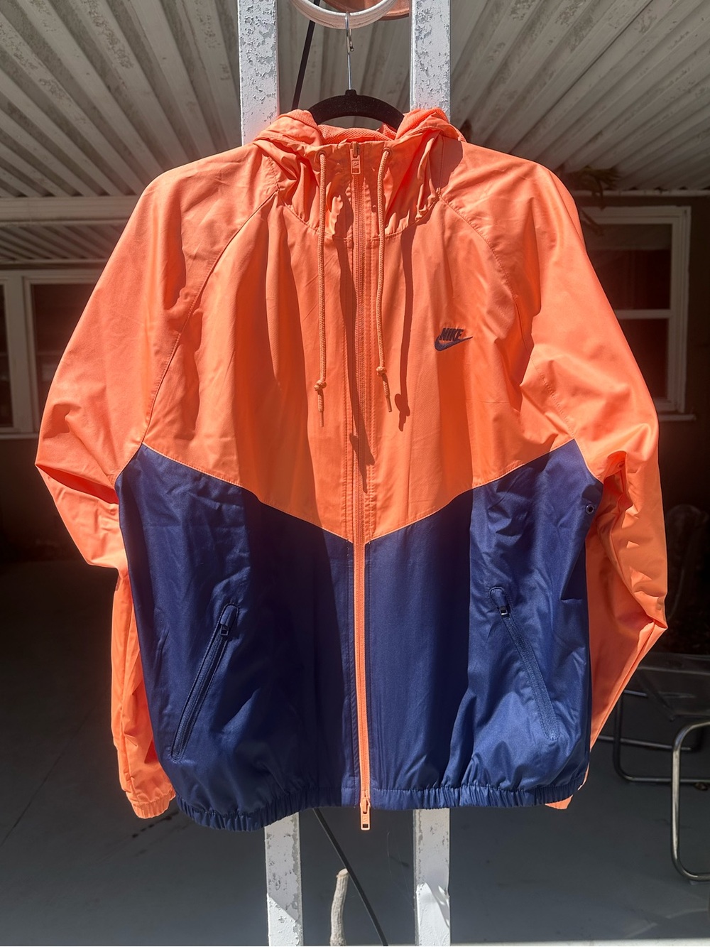 Nike Men’s Orange and Navy Windbreaker Jacket
